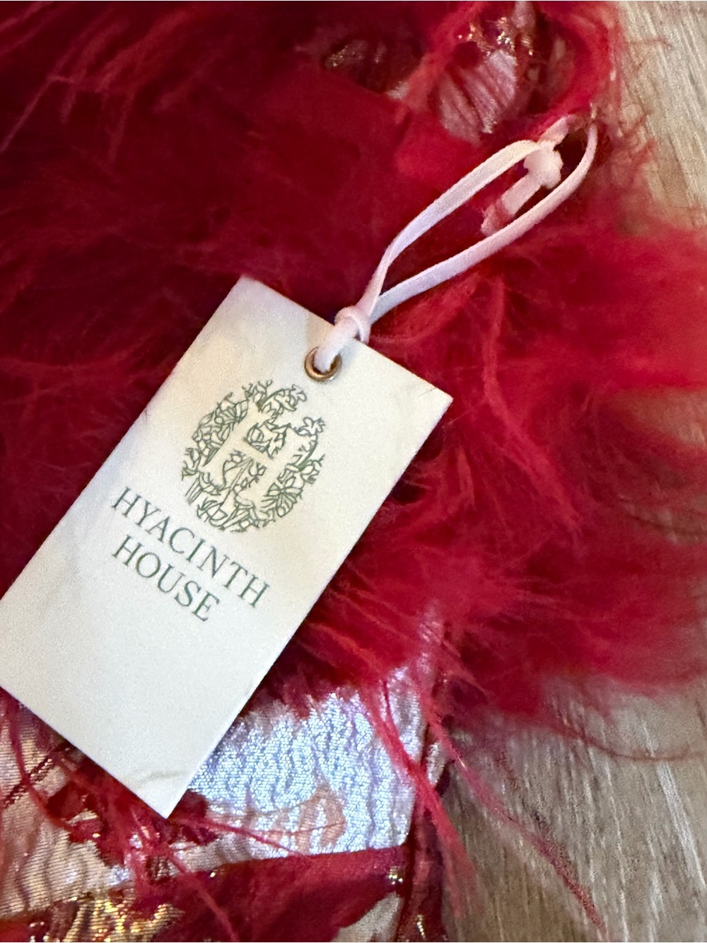 Red Floral Strapless Party Dress with Feather Trim NWT - Picture 8 of 10
